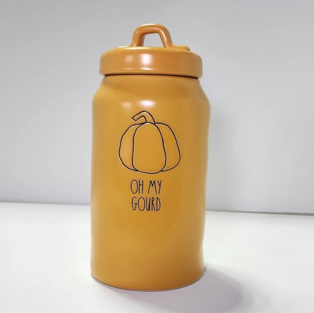 Rae Dunn "Oh My Gourd" Tall Canister Jar Fall 2022 8.5x3.5"